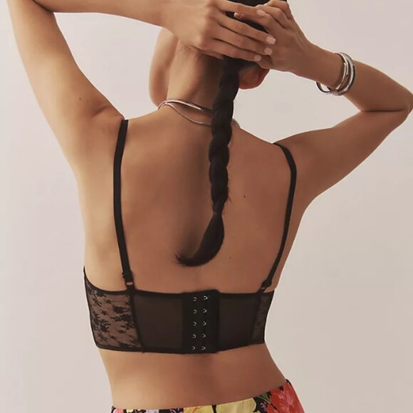 Anthropologie Black Mesh Bustier Corset Cami Crop Top - Picture 3 of 5